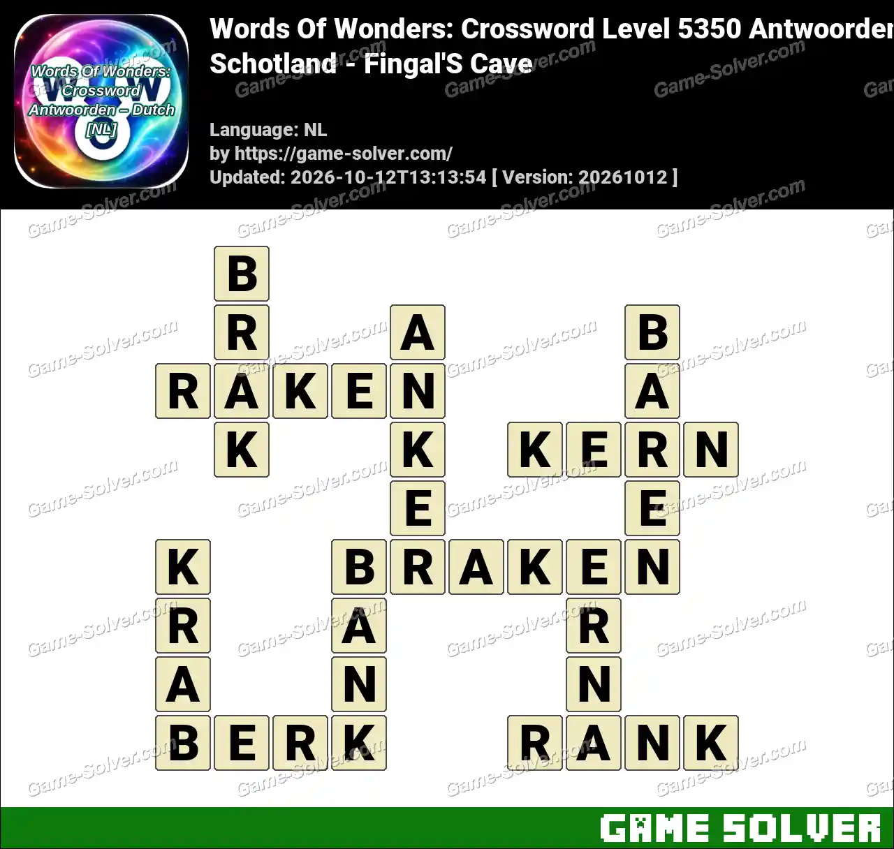 Words Of Wonders: Crossword Level 5350 Antwoorden – Schotland – Fingal’S Cave